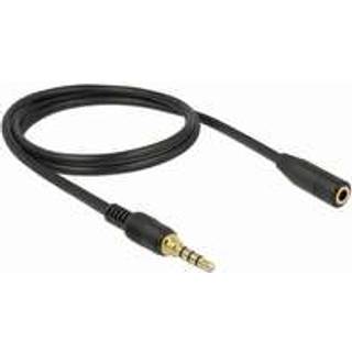 Delock 4 pin Minijack forlængerkabel - Cover venlig - Sort - 1 m