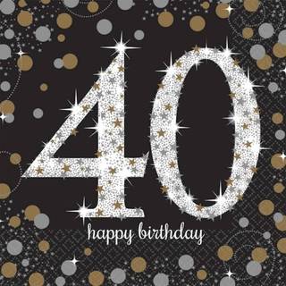 40 års fødselsdag servietter 16 stk. - Sølv