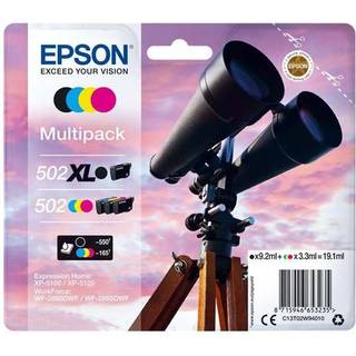 Epson 502/502XL Multipack - 4 pakker - sort gul cyan magenta - original - blækpatron - Blækpatron Cyan