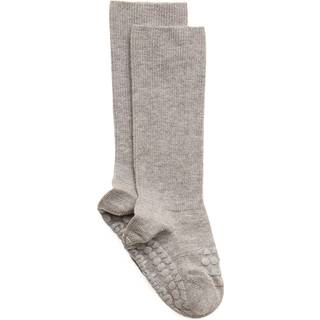 GoBabyGo skridsikre strømper m. gummidutter Bamboo - grey melange Str. 6-12 mdr.