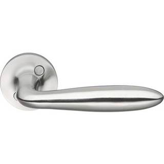 Beslagsboden dørgreb med roset, udendørs, 124 mm, børstet rustfrit stål