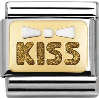 Nomination Classic - Emaille, Gold - Weiße Schleife KISS- 030280/35 - bicolor