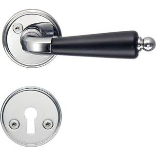 Beslagsboden Spar dørgreb med roset og nøgleskilt, indendørs, 98 mm, poleret krom/sort