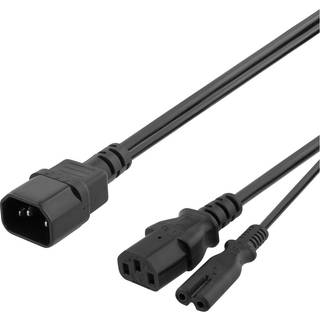 DELTACO Y-Splitter power cord C14 to C13+C7, 0,2m, black