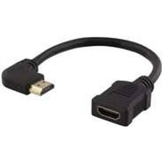 DELTACO Flexible HDMI adapter, 0,2m, left-angled, HDMI M/F, UHD, black