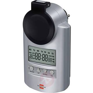 BRENNENSTUHL timer til jordet udgang, 12/24h indstilling, display, 20 forskellige programmer, 240V/16A/3680W, NiMH batterier, bornesikret, <b>IP44</b>