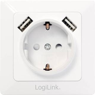 LogiLink Vägguttag 230V med 2xUSB 2,1A