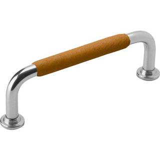 Beslag Design 1353 greb, 96 mm, forniklet/natur læder, glat