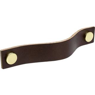 Beslag Design Loop greb, 128 mm, brunt læder/messing