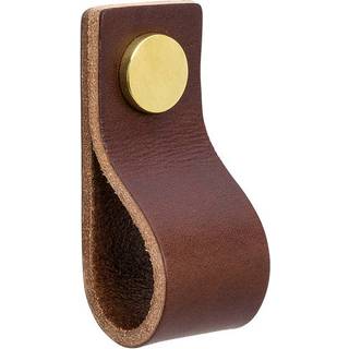 Beslag Design Loop knop, brunt læder/messing