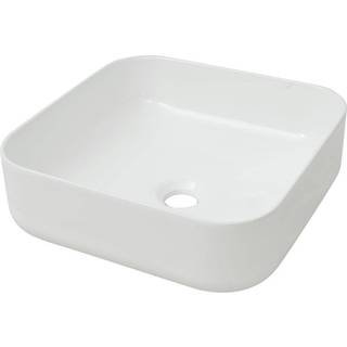håndvask firkantet keramik 39x39x13,5 cm hvid