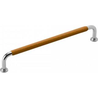 Beslag Design 1353 greb, 192 mm, forniklet/natur læder, glat