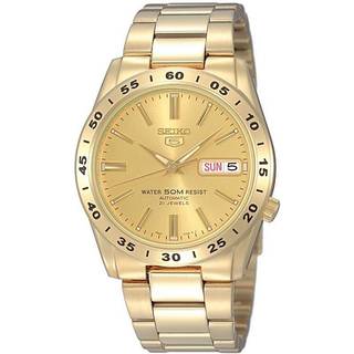 Seiko 5 Automatic Gold Dial Gold PVD Stainless Steel Bracelet Men's Watch SNKE06K1
