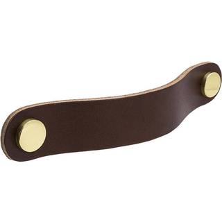 Beslag Design Loop Round greb, 128 mm, brunt læder/messing