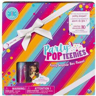 Party Popteenies - Rainbow Unicorn Party Surprise Box Playset med Confetti Exclusive Collectible Mini Doll og tilbeh?r til alderen 4 og op (embal