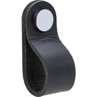 Beslag Design Loop Round knop, sort læder/krom
