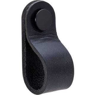 Beslag Design Loop Round knop, sort læder/sort