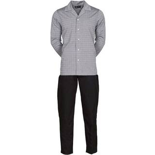 JBS pyjamas woven med vævet bomuld i sort og grå til herre.