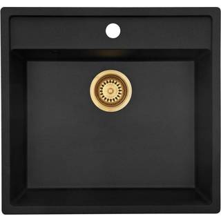 Lavabo Jupiter 50 køkkenvask i komposit, 49x51 cm, m/sort afløb