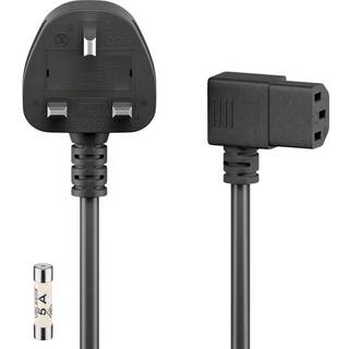 Goobay Britisk apparattilslutningskabel, 2 m, sort UK 3-polet stik (type G, BS 1363) > apparatetstik C13 (vinklet)