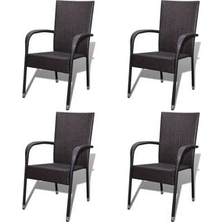 havestole 4 stk. stabelbare polyrattan grå