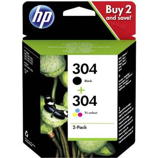 HP 304 2-pack, sort/farvepatron 3jb05ae ➞ På lager - klar til levering og afhentning