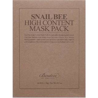 Benton Snail Bee Sheetmaske til kompleks pleje  Med snegleekstrakt 10 × 20 g - 20 g