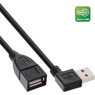 USB kabel 2.0 - USB-A han / USB-A hun - Vinklet -  1 m