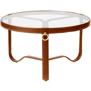 Gubi - Adnet Coffee Table Ø 70 Cm Tan Leather - Sofaborde - Jacques Adnet