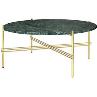 Gubi - TS Soffbord Ø 80 H. 35, Top: Verde Guatemala Marble, Base: Black - Sofaborde - GamFratesi - Grøn - Metal/Sten