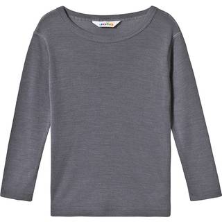 Langærmet bluse i grå uld-silke