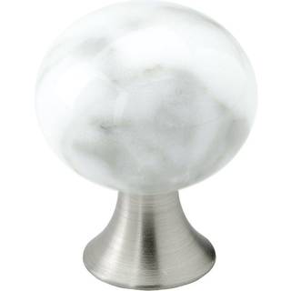 Beslag Design Bead Straight knop, Ø28 mm, rustfrit stål look/gråt Carrara marmor