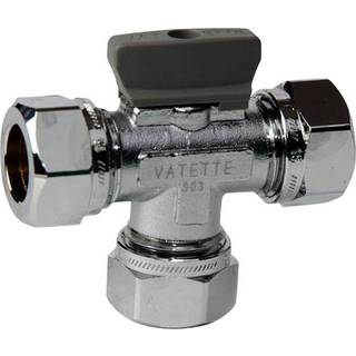 Vatette FG077050005 Kuglehane T-rør, forkromet, med knop, CU-CU, 15 mm