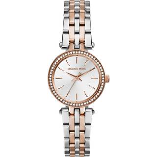 Michael Kors mini Darci dameur i stål/rose med lænke