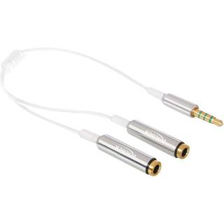 Delock 4 Pin Minijack Splitter kabel med Mic - 25 cm - Sølv
