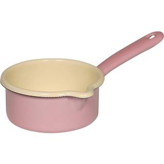 Riess Stielkasserolle mit großem Ausguß Emaille Stieltopf Pastell Rosa 12cm