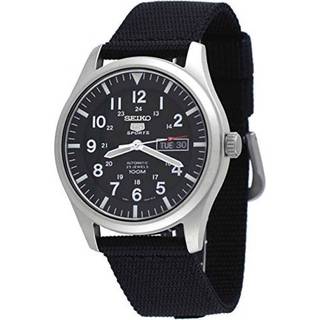 Seiko 5 Sports Military Automatic Black Dial NATO Canvas Strap Men's Watch SNZG15K1