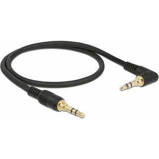 Delock minijack kabel - Vinklet - Cover venlig -  0.5 m - Sort