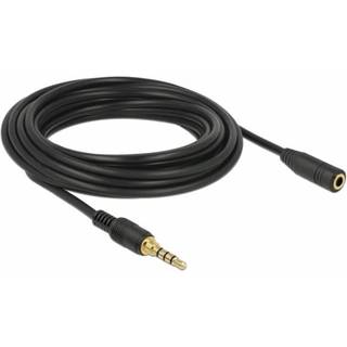 Delock 4 pin Minijack forlængerkabel - Cover venlig - Sort - 5 m