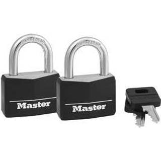 Master Lock d?kkede h?ngel?ser med n?gle udend?rs l?se 2 pakke 141t sort
