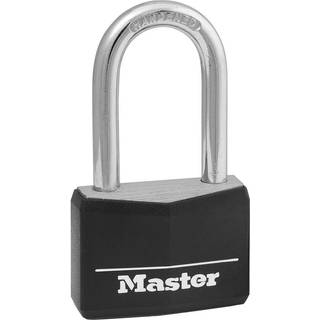 Master Lock Black Covered Aluminium Lock Gym Locker Lock med n?gle udend?rs h?ngel?s med lang kobling til portehegn v?rkt?jskasser og mere 141dlf