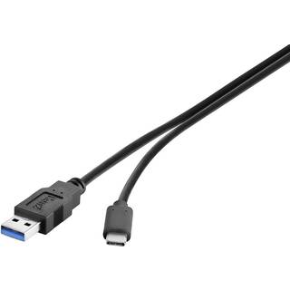 Renkforce USB-kabel USB 3.2 Gen1 (USB 3.0) USB-A-hanstik, USB-C® stik 1.80 m Sort forgyldte stik RF-4381083
