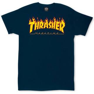 T-shirt Thrasher Flame Logo T-Shirt Navy Blue M - Navy Blue - M
