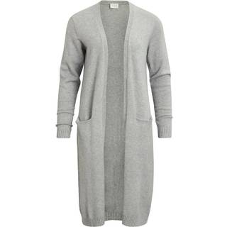 Vila - Viril L/s Long Cardigan - Striktrøjer og cardigans til kvinder - Light Grey Melange - XS