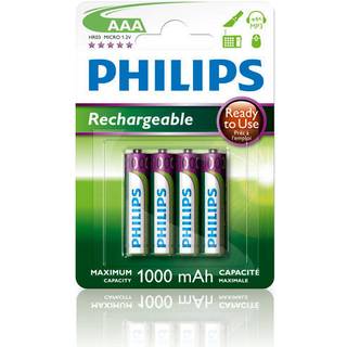 Philips R03B4RTU Genopladeligt Batteri - AAA - 1000 mAH - 4 stk