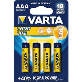 Batteri til VVS Varta Longlife Power Alkaline LR03 AAA 4er blister 10 pakker 04903121414