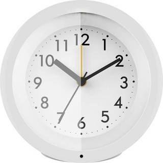 Technoline Quartz rundt vækkeur hvid