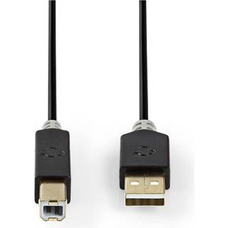 Nedis USB-kabel | USB 2.0 | USB-A Han | USB-B han | 480 Mbps | Guldplateret | 2.00 m | Runde | PVC | Antracit | Box