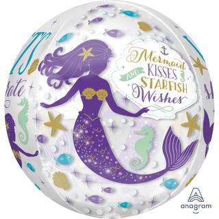 Folieballon bold 4D - Havfrue-ønsker 16" - Kuglefolieballon, 40 x 38 cm