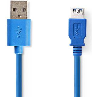 Nedis USB-kabel | USB 3.2 Gen 1 | USB-A Han | USB-A Hun | 5 Gbps | Nikkelplateret | 2.00 m | Runde | PVC | Blå | Box
